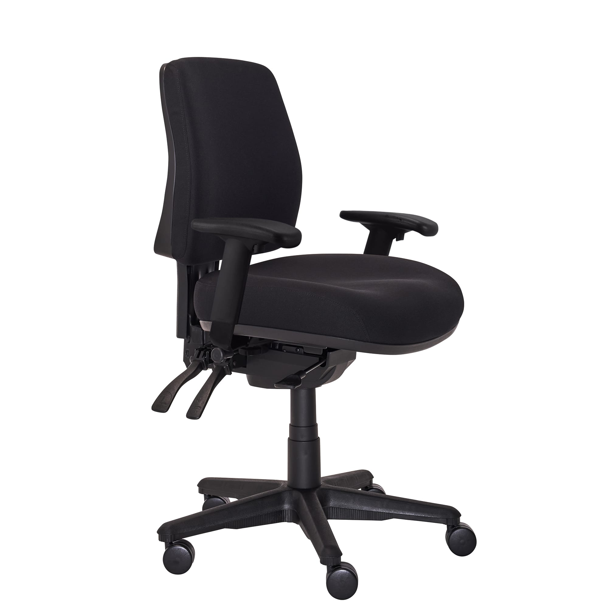 Buro Roma 3 Lever Mid Back with Seat Slide With Arms Black | Office Furniture Designs