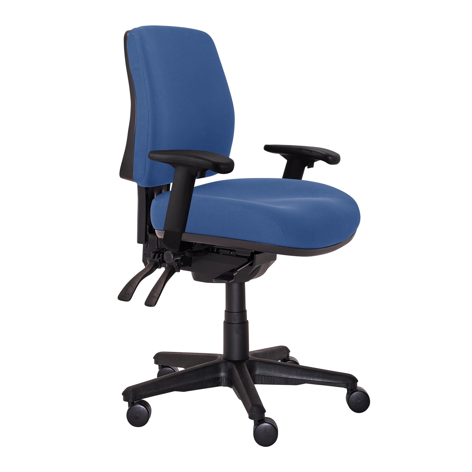 Buro Roma 3 Lever Mid Back with Seat Slide With Arms Blue | Office Furniture Designs