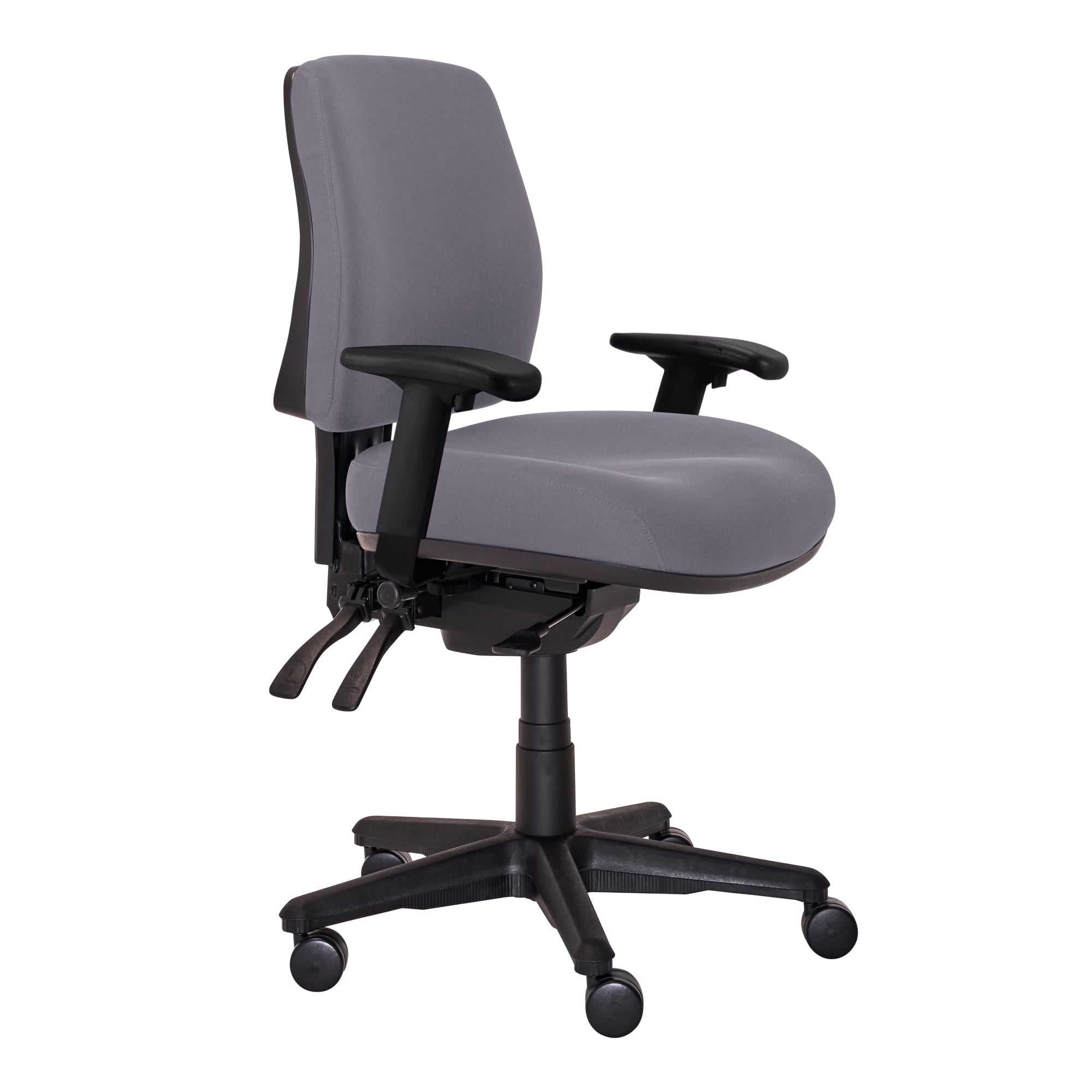 Buro Roma 3 Lever Mid Back with Seat Slide With Arms Charcoal | Office Furniture Designs