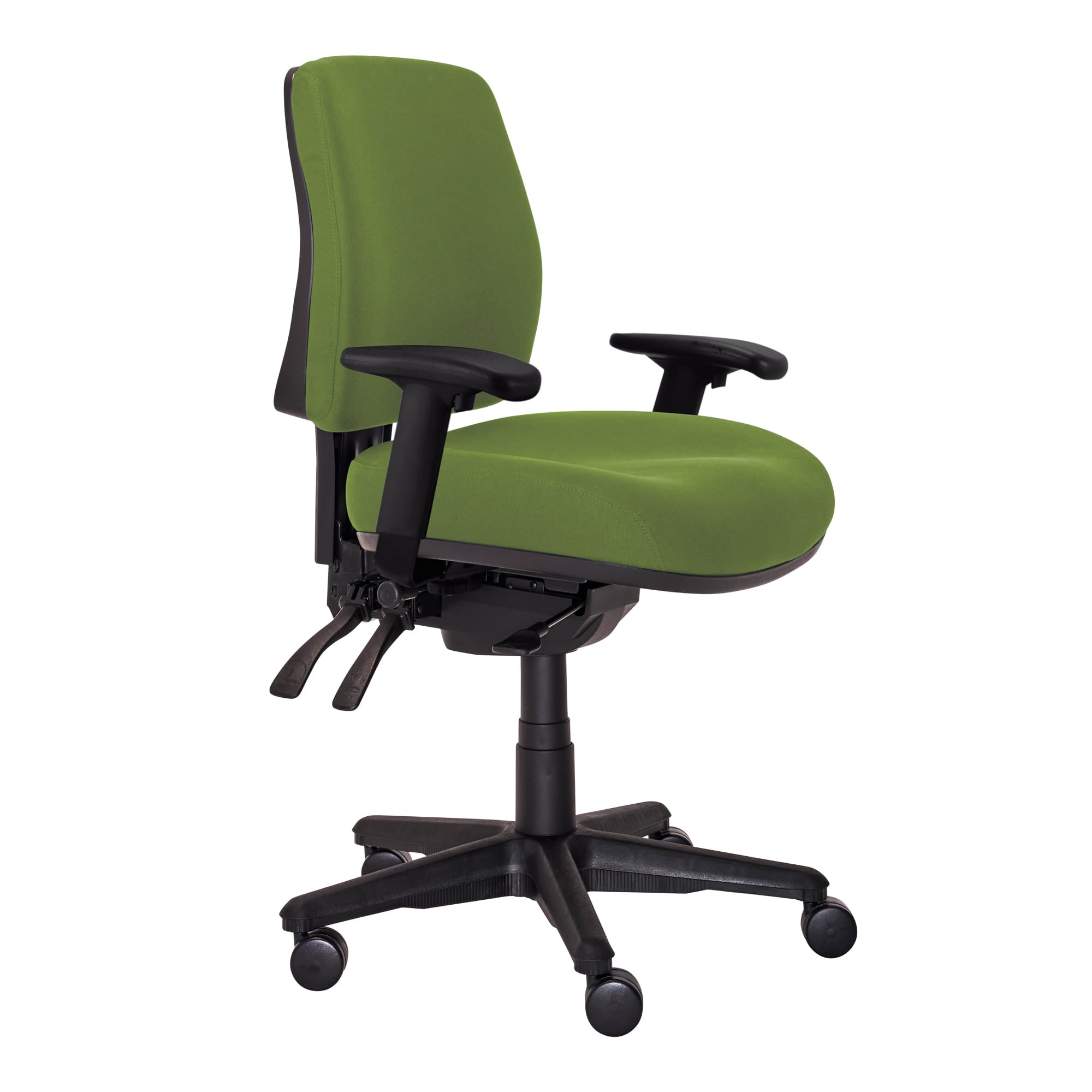 Buro Roma 3 Lever Mid Back with Seat Slide With Arms Green | Office Furniture Designs