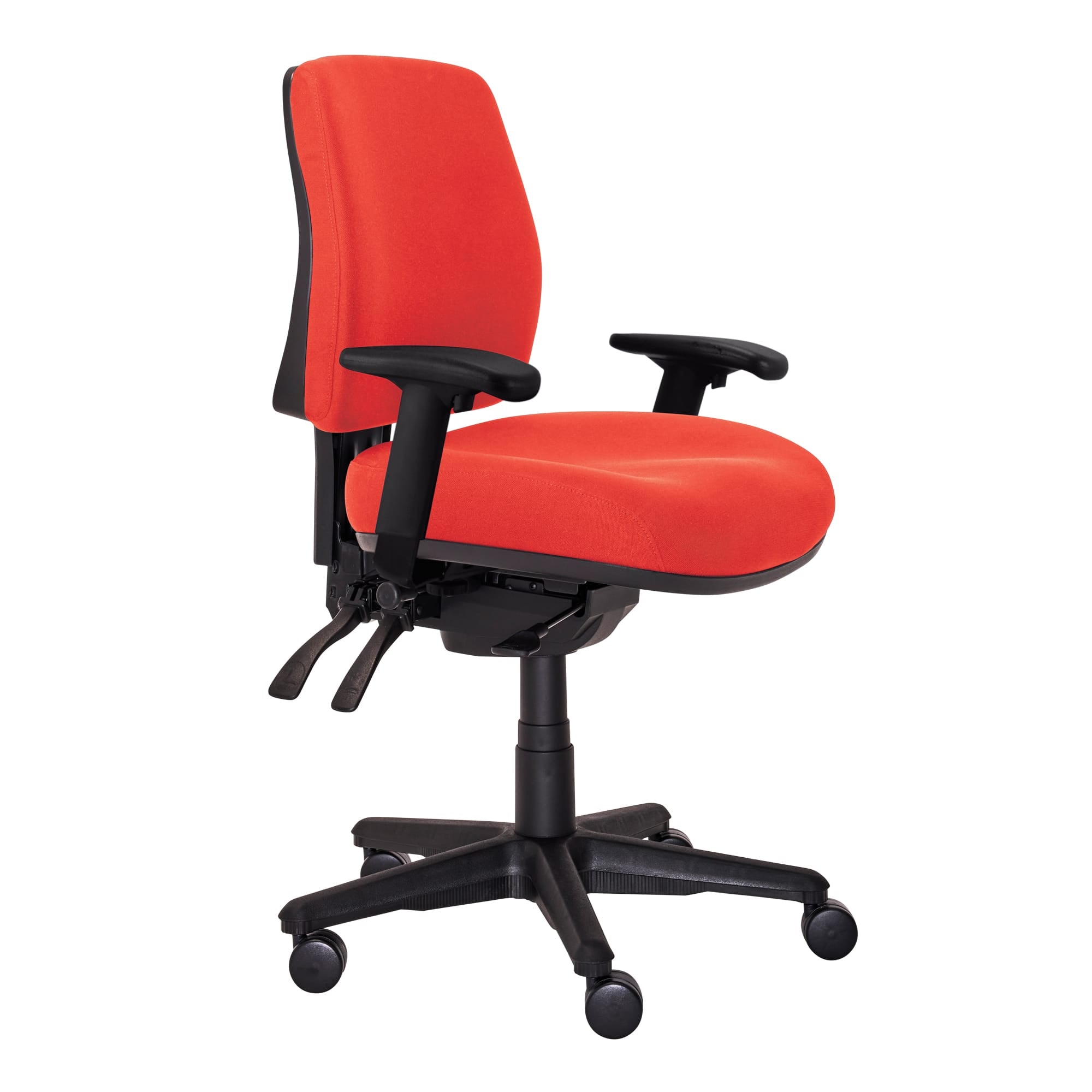Buro Roma 3 Lever Mid Back with Seat Slide With Arms Red | Office Furniture Designs