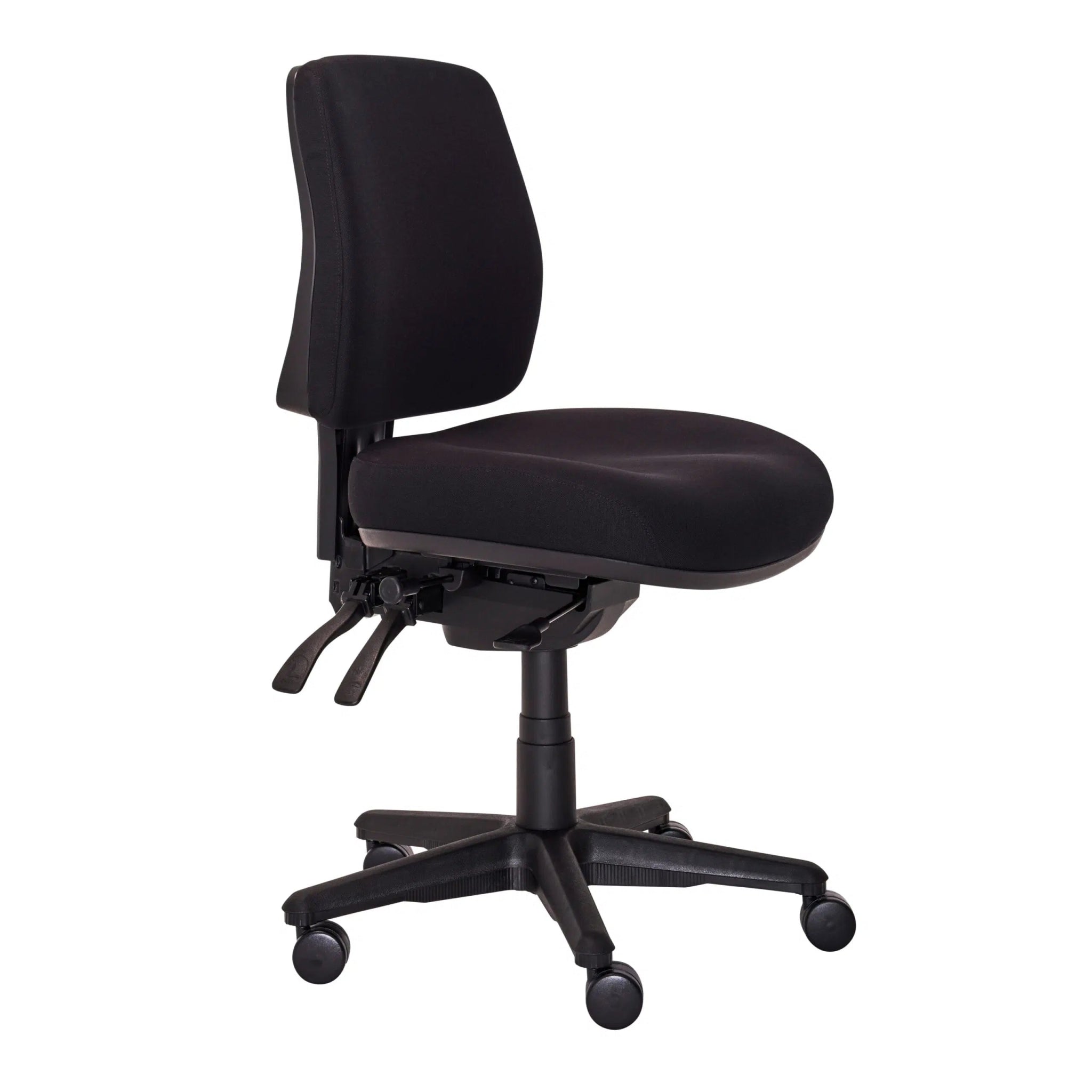 Buro Roma 3 Lever Mid Back with Seat Slide Without Arms Black | Office Furniture Designs