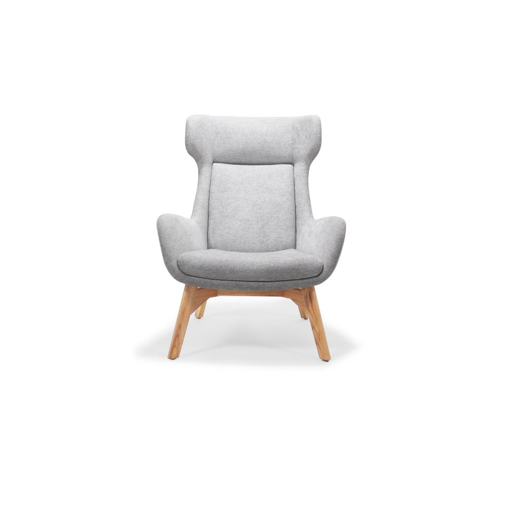 Calypso Lounge Chair Wing Back White Ashwood Base Light Grey White Ashwood & Light Grey | Office Furniture Designs