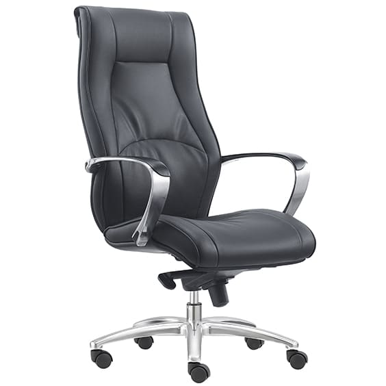 Camry Executive Chair With Arms Black PU High Back Black | Office Furniture Designs