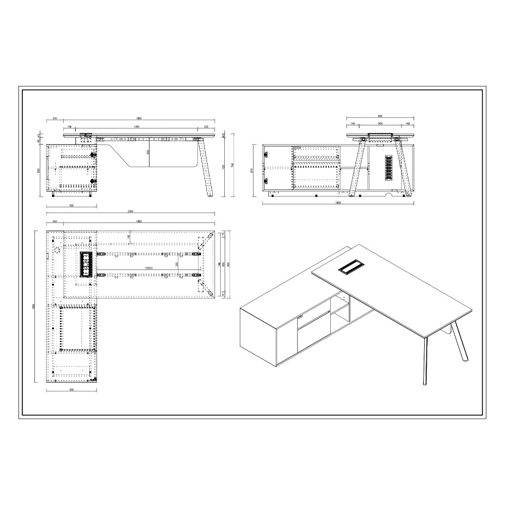 Casa Executive Desk & Cabinet Black Eternity Leg Left Hand Cabinet | Office Furniture Designs