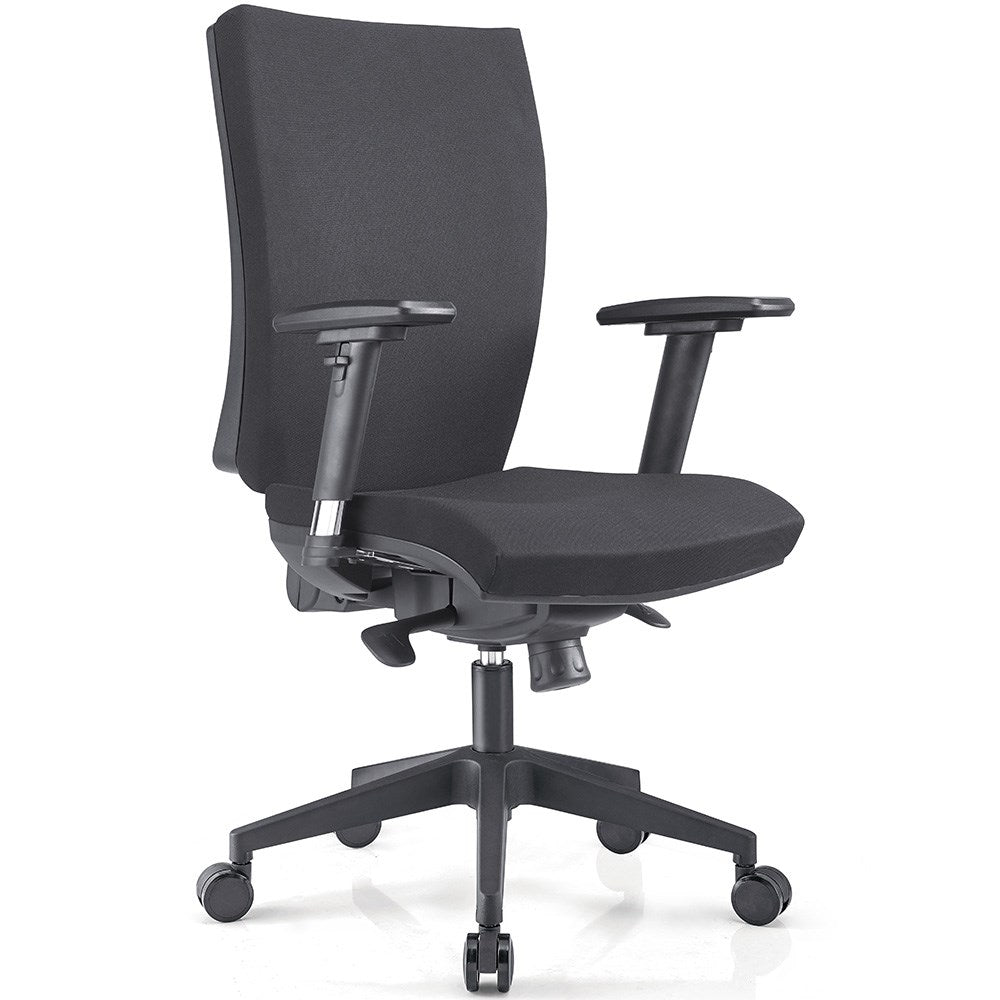 Cleveland Mid Back Chair Mesh Back Fabric With Arms Black Black | Office Furniture Designs