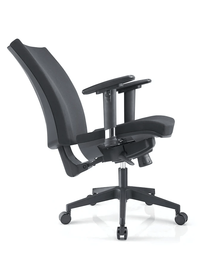 Cleveland Mid Back Chair Mesh Back Fabric With Arms Black Black | Office Furniture Designs