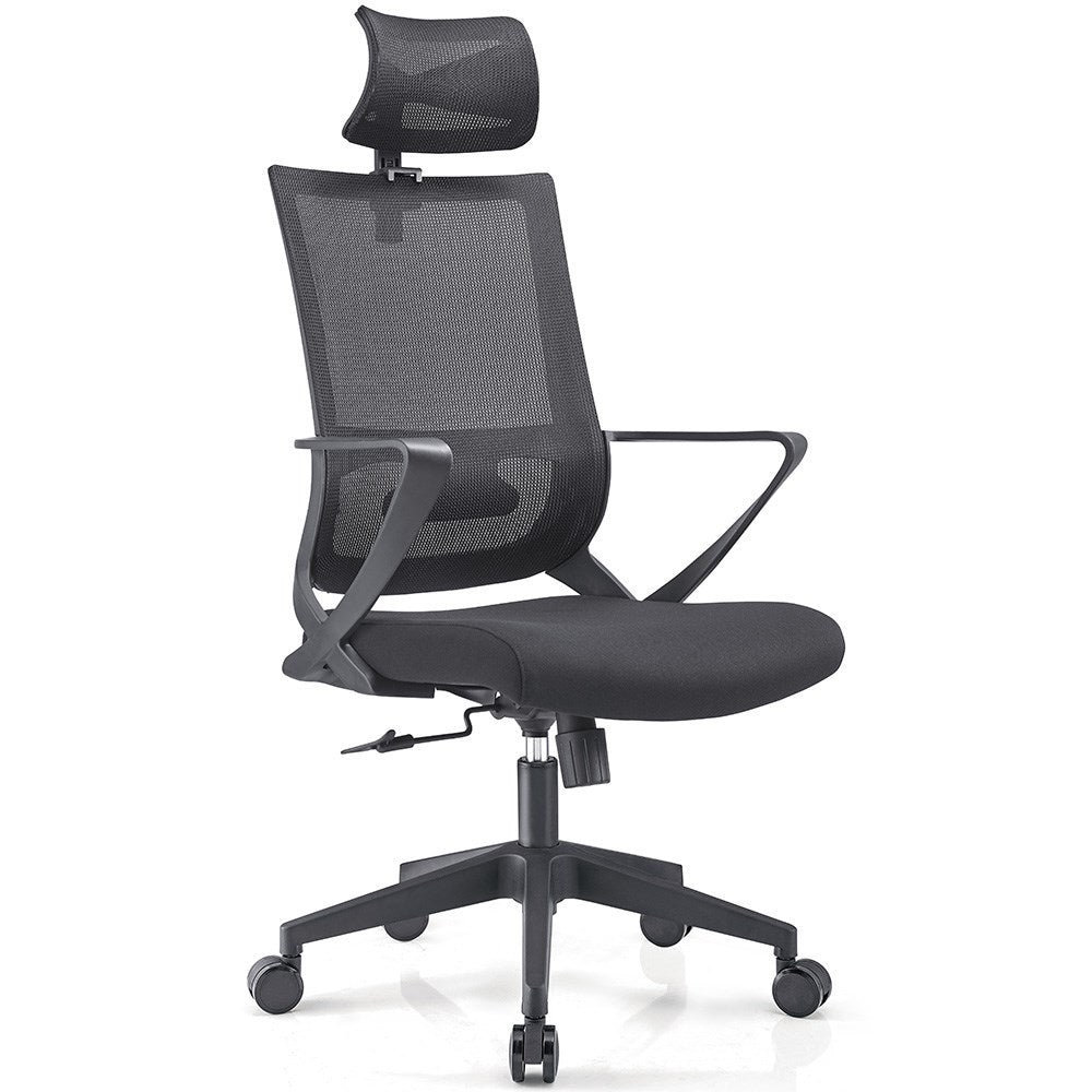 Clinton Office Chair Mesh Back Black High Back With Arms And Adjustable Headrest Black | Office Furniture Designs