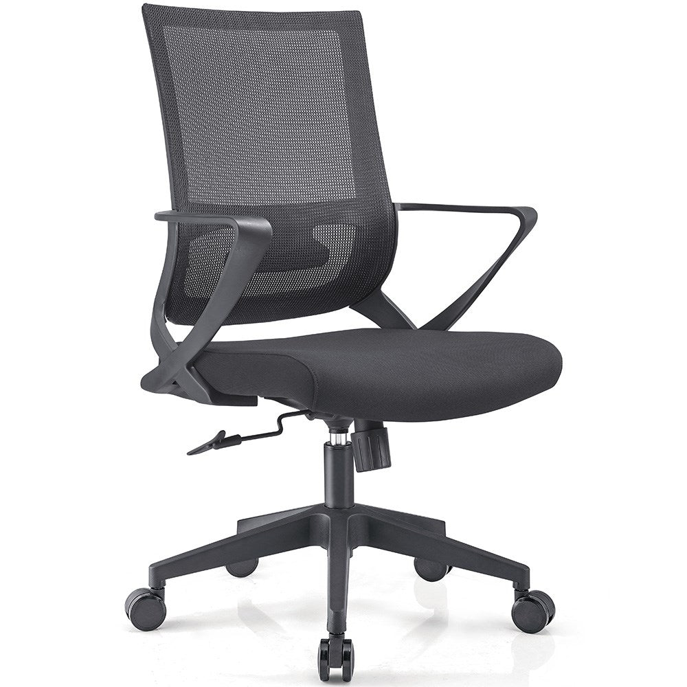Clinton Office Chair Mesh Back Black Mid Back With Arms Black | Office Furniture Designs