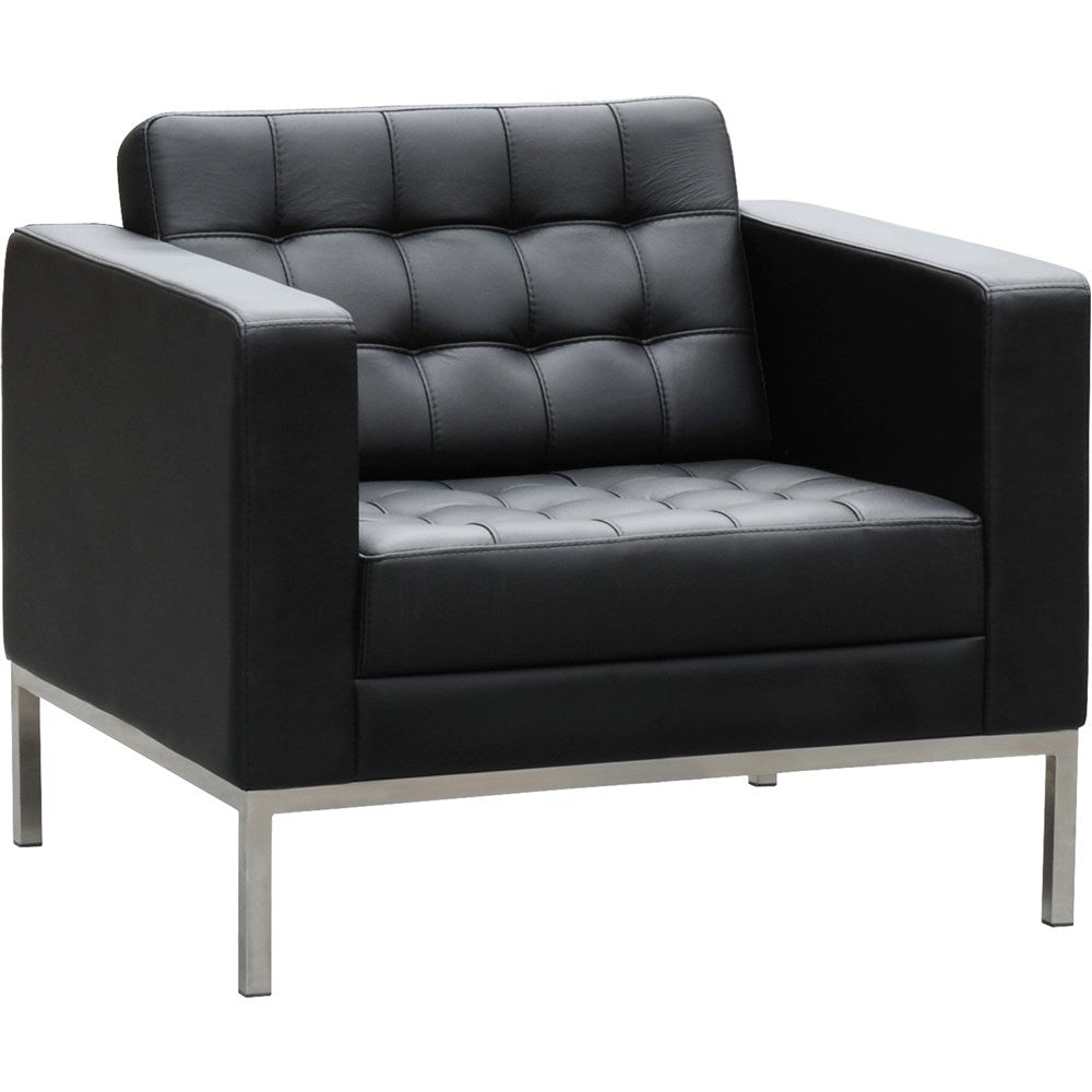 Como Lounge Black Leather 870W x 770D x 750H Single Seater Black | Office Furniture Designs