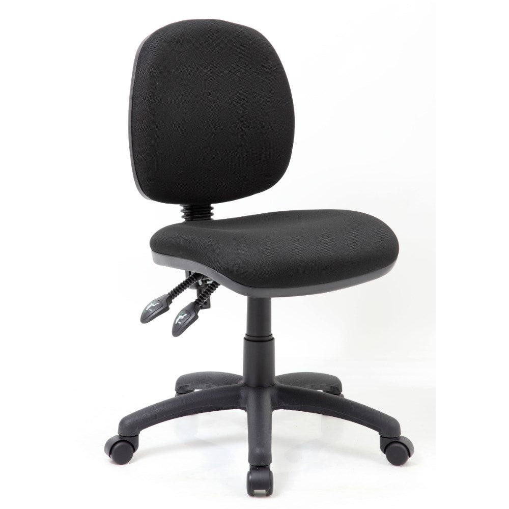 Crescent Task Chair Medium Back Black Fabric No Arms Black | Office Furniture Designs