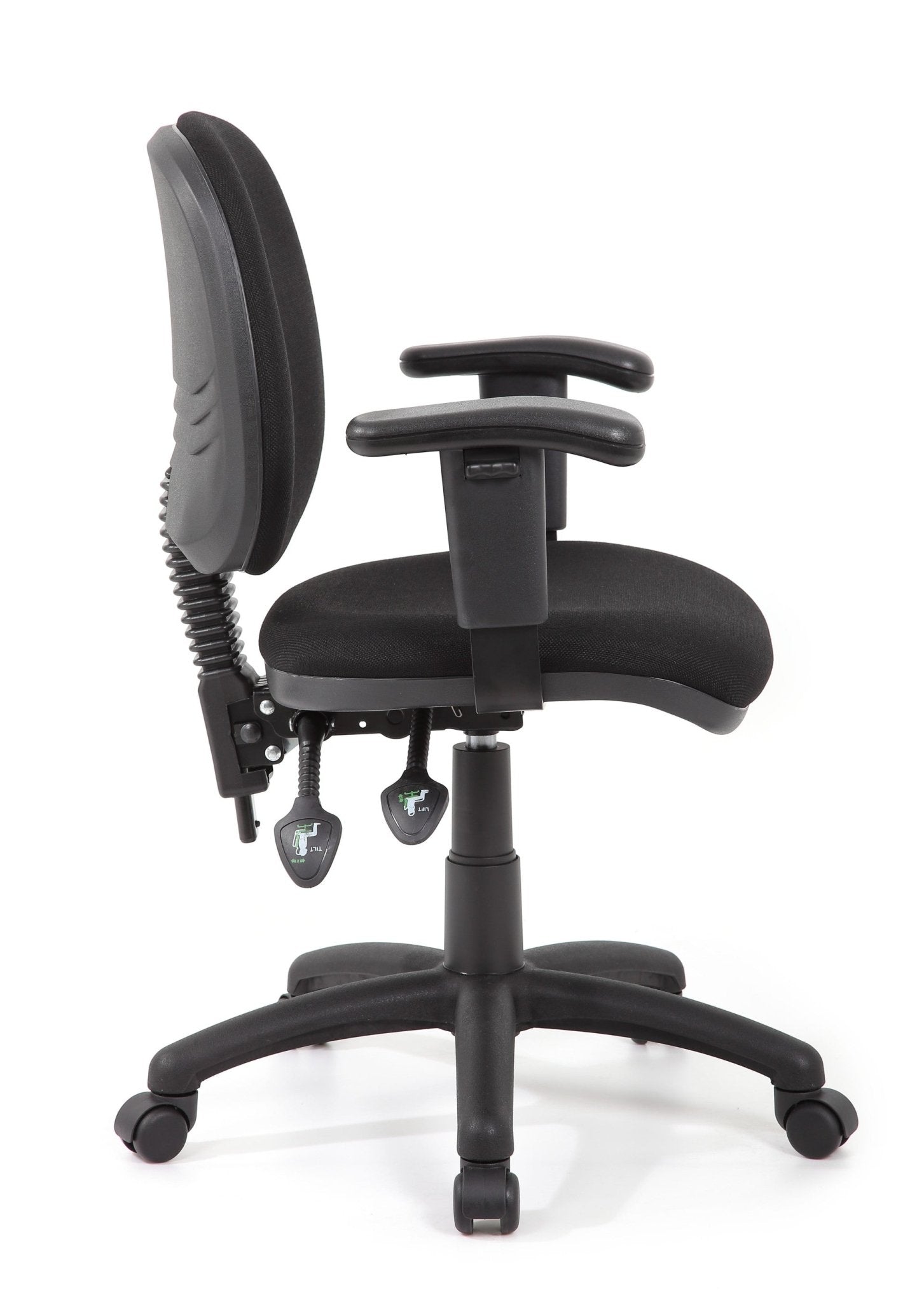 Crescent Task Chair Medium Back Black Fabric With Arms Black | Office Furniture Designs