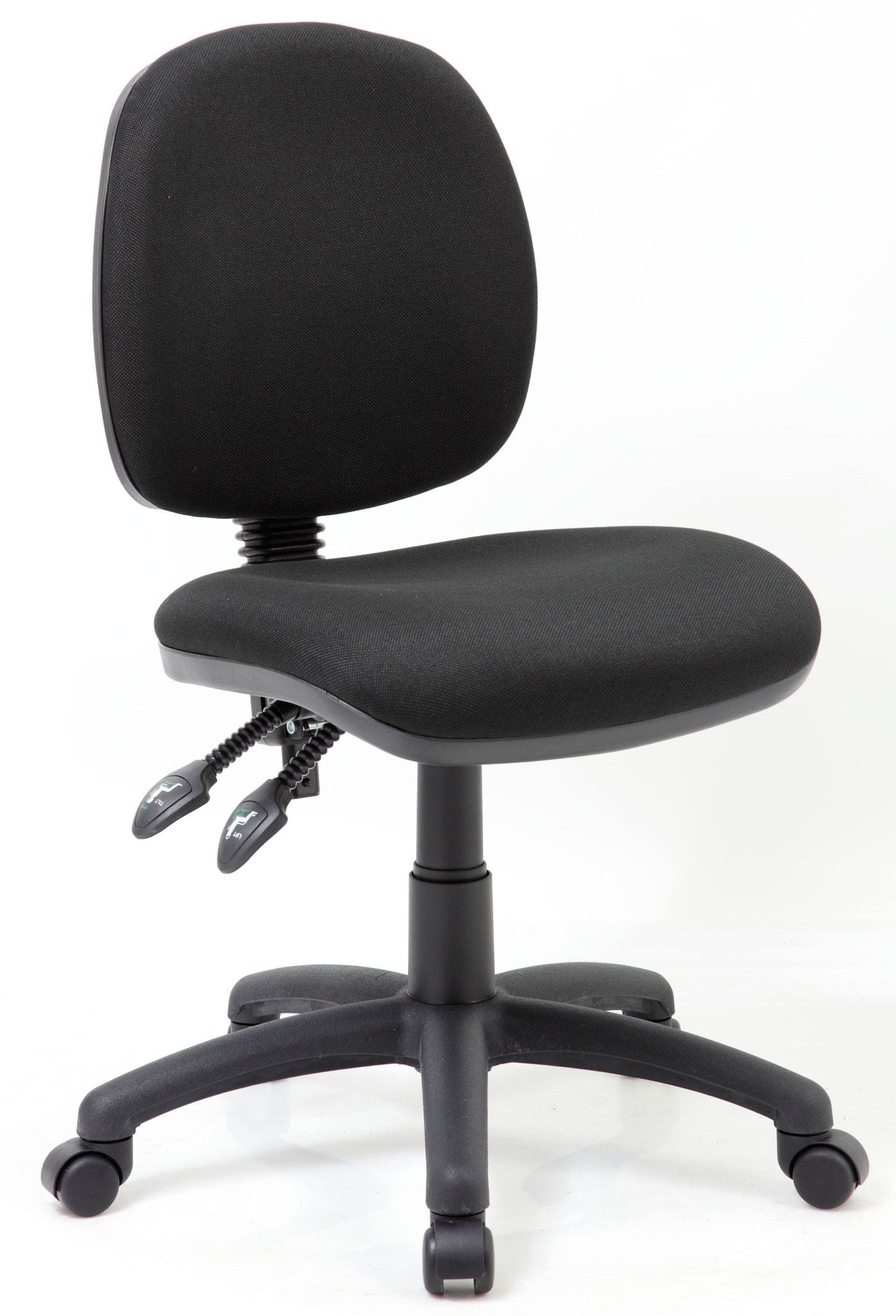 Crescent Task Chair Medium Back Black Fabric With Arms Black | Office Furniture Designs