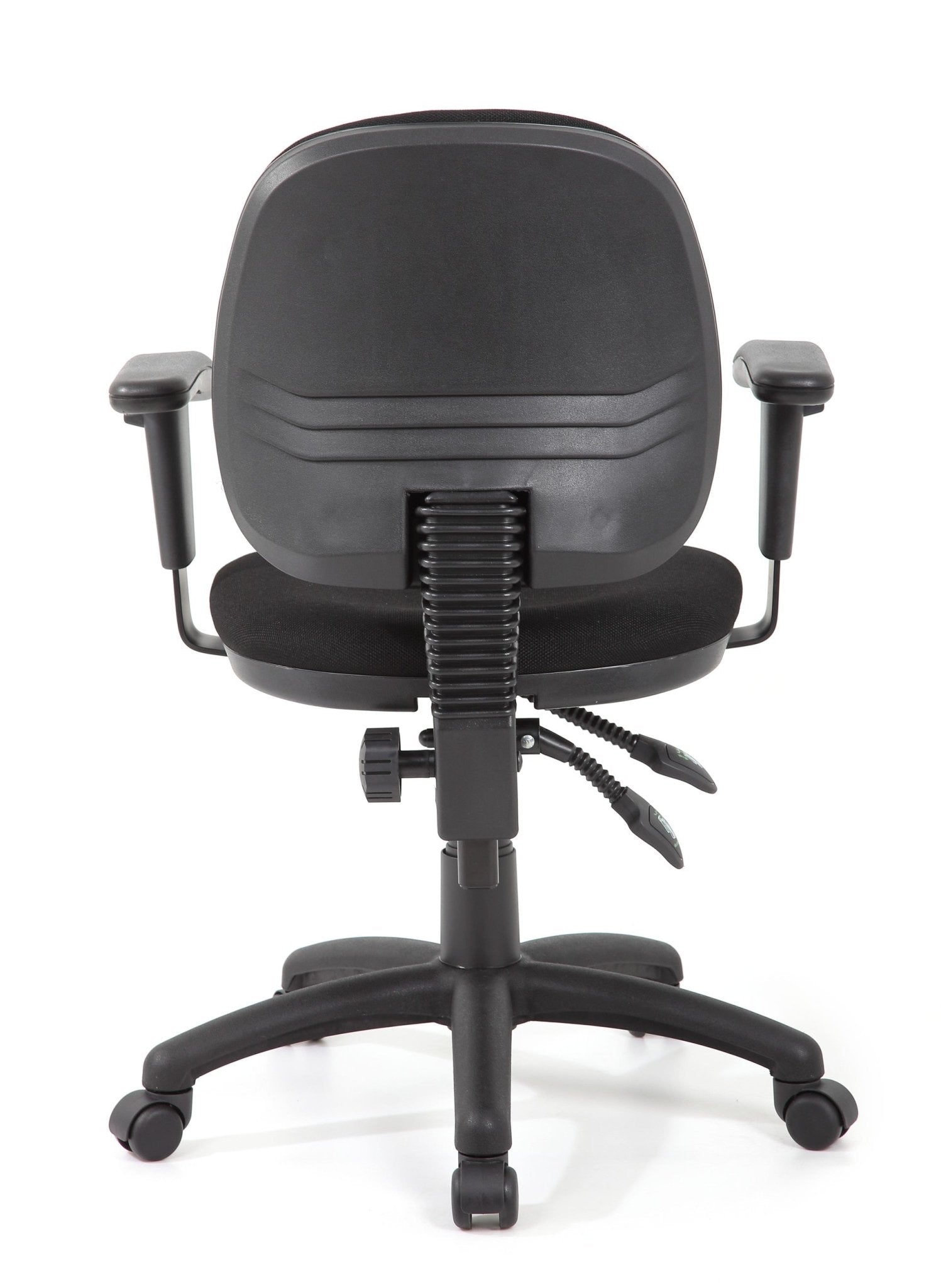 Crescent Task Chair Medium Back Black Fabric With Arms Black | Office Furniture Designs
