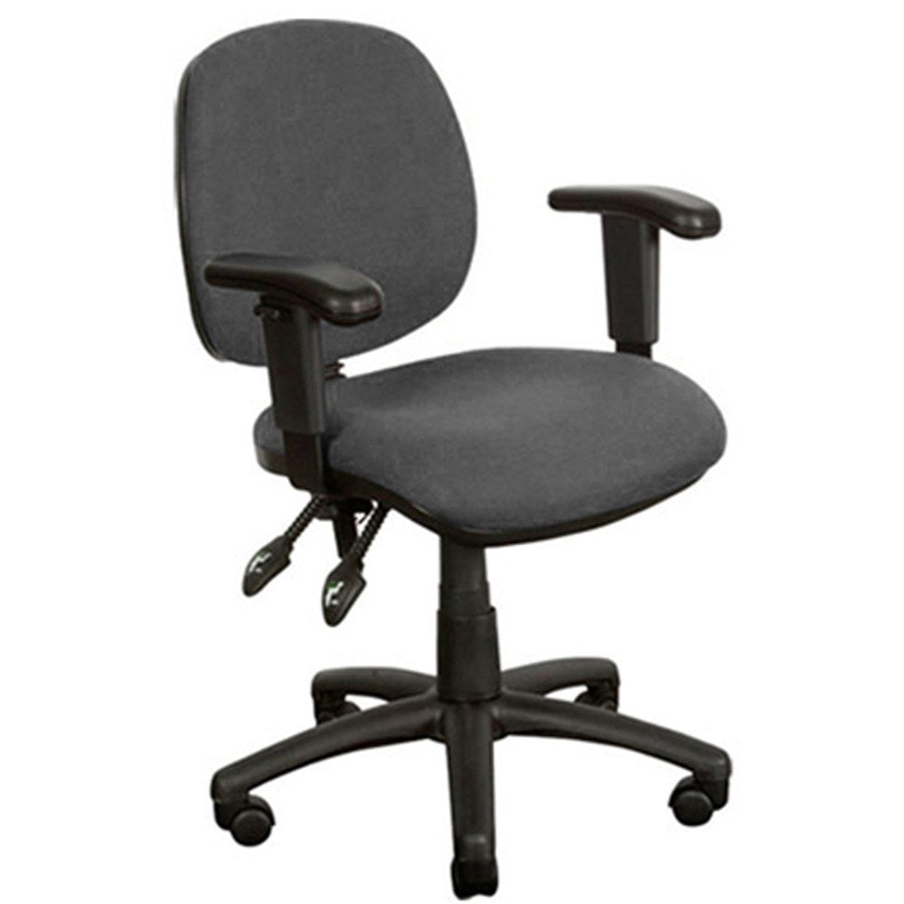 Crescent Task Chair Medium Back Black Fabric With Arms Black | Office Furniture Designs