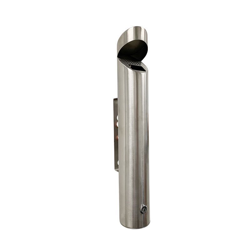 Cylindrical Stainless Steel Wall - Mounted Ashtray - Office Furniture Designs