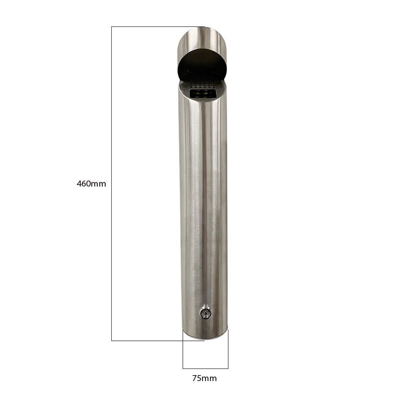 Cylindrical Stainless Steel Wall - Mounted Ashtray - Office Furniture Designs