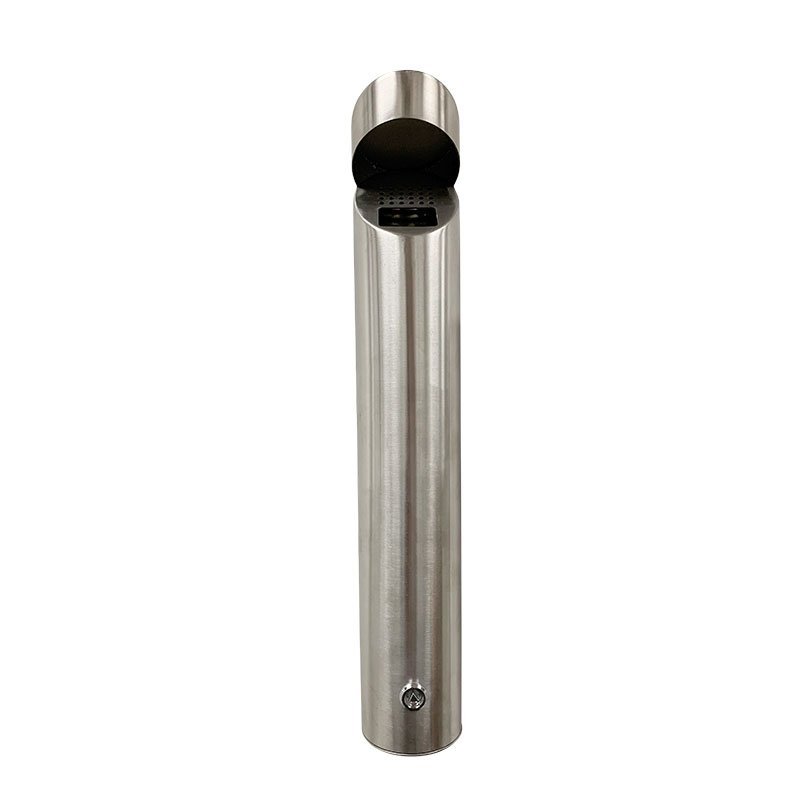 Cylindrical Stainless Steel Wall - Mounted Ashtray - Office Furniture Designs