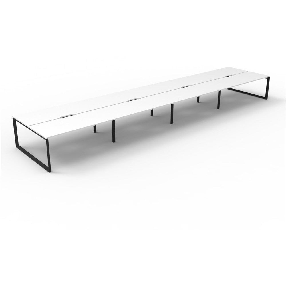 Deluxe Infinity Desk Double Sided 8 Person Loop Leg Black & White 4800W x 1530D x 730H | Office Furniture Designs