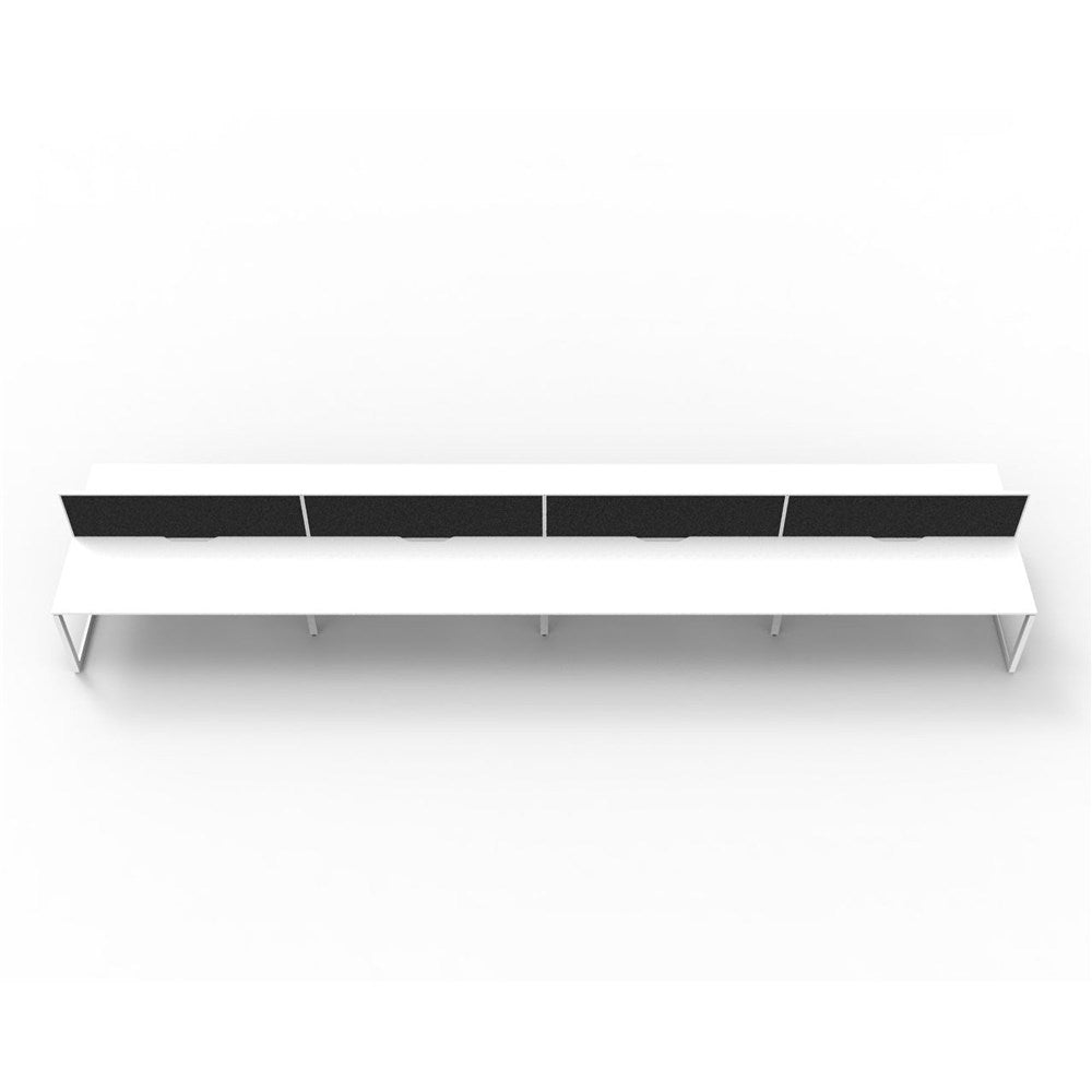 Deluxe Infinity Desk Double Sided 8 Person Loop Leg + Screen White & White 6000W x 1530D x 730H | Office Furniture Designs