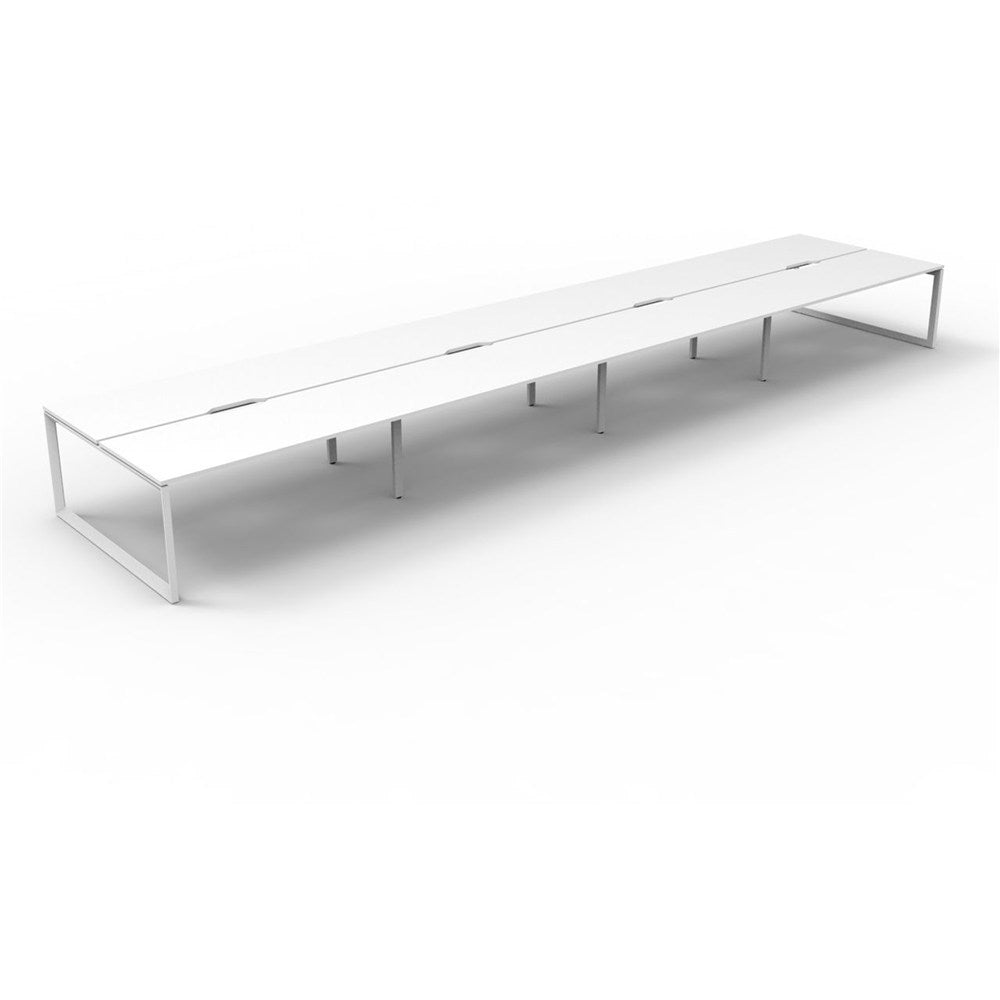 Deluxe Infinity Desk Double Sided 8 Person Loop Leg White & White 7200W x 1530D x 730H | Office Furniture Designs