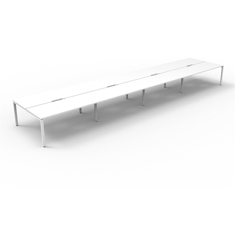 Deluxe Infinity Desk Double Sided 8 Person Profile Leg White & White 6000W x 1530D x 730H | Office Furniture Designs