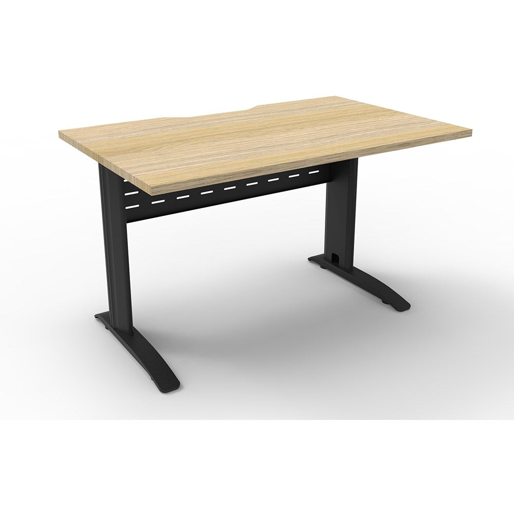 Deluxe Rapid Span Straight Desk Natural Oak & Black 1200W x 750D x 730H | Office Furniture Designs