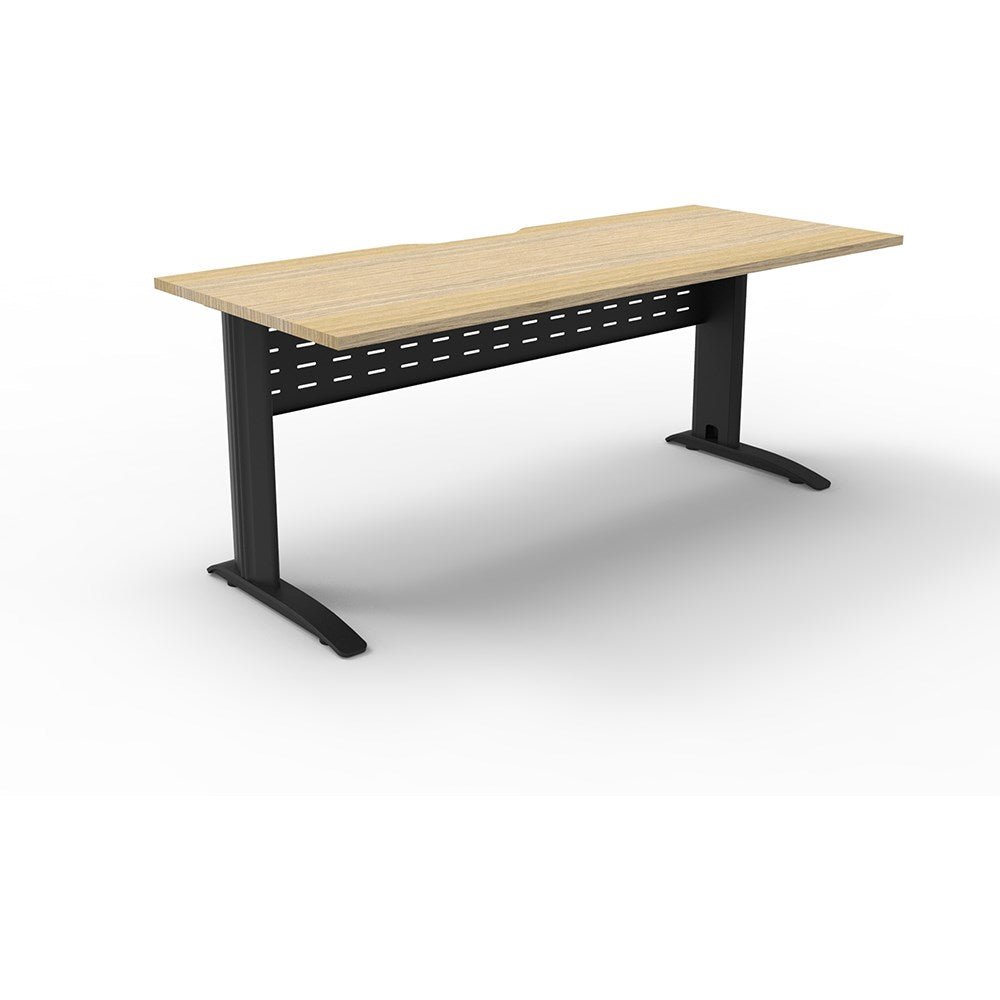 Deluxe Rapid Span Straight Desk Natural Oak & Black 1800W x 750D x 730H | Office Furniture Designs