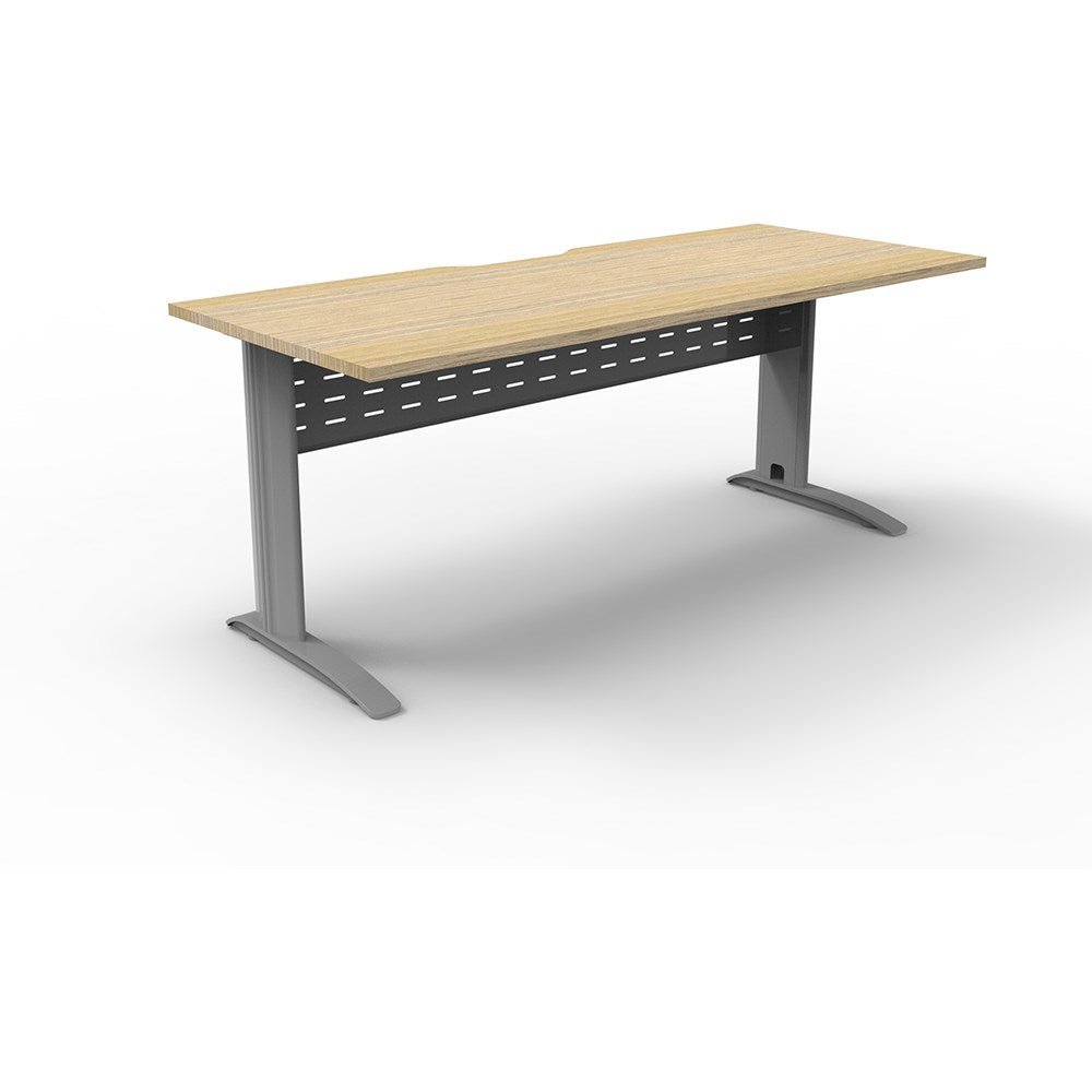 Deluxe Rapid Span Straight Desk Natural Oak & Silver 1500W x 750D x 730H | Office Furniture Designs