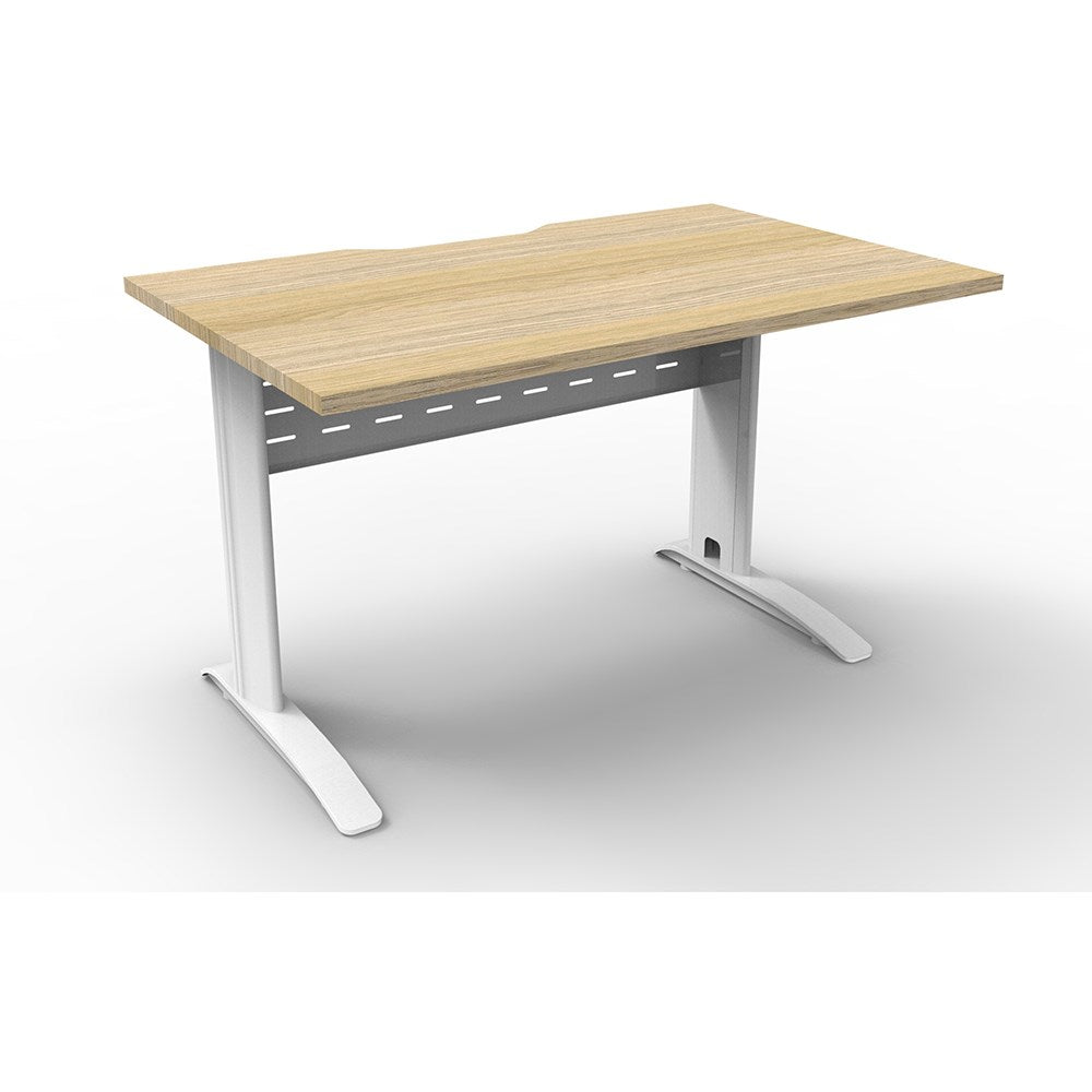 Deluxe Rapid Span Straight Desk Natural Oak & White 1200W x 750D x 730H | Office Furniture Designs