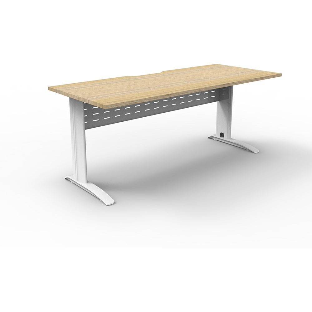 Deluxe Rapid Span Straight Desk Natural Oak & White 1500W x 750D x 730H | Office Furniture Designs