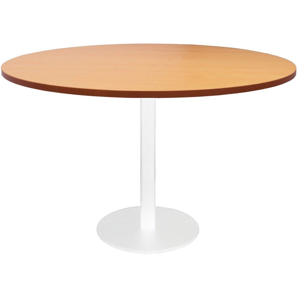 Disc Base Round Table 1200 Diameter Beech & White | Office Furniture Designs