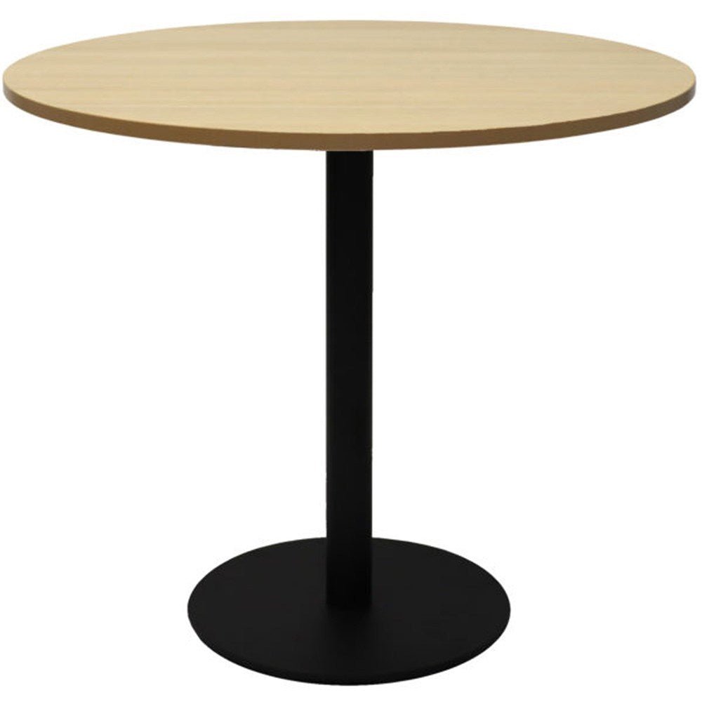 Disc Base Round Table 1200 Diameter Black & Oak | Office Furniture Designs
