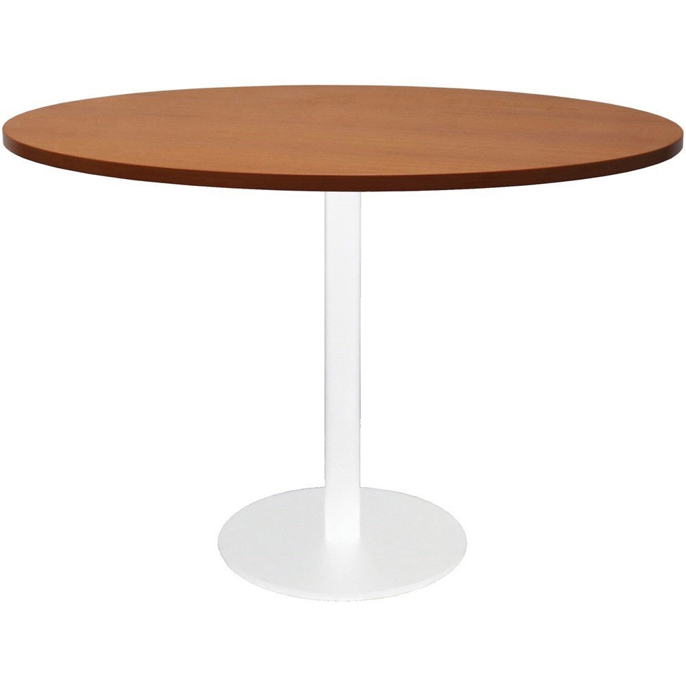 Disc Base Round Table 1200 Diameter Cherry & White | Office Furniture Designs