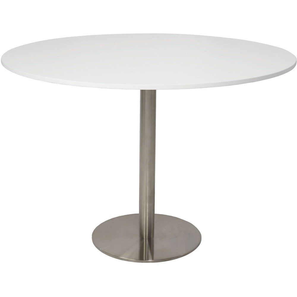 Disc Base Round Table 1200 Diameter Silver & White | Office Furniture Designs