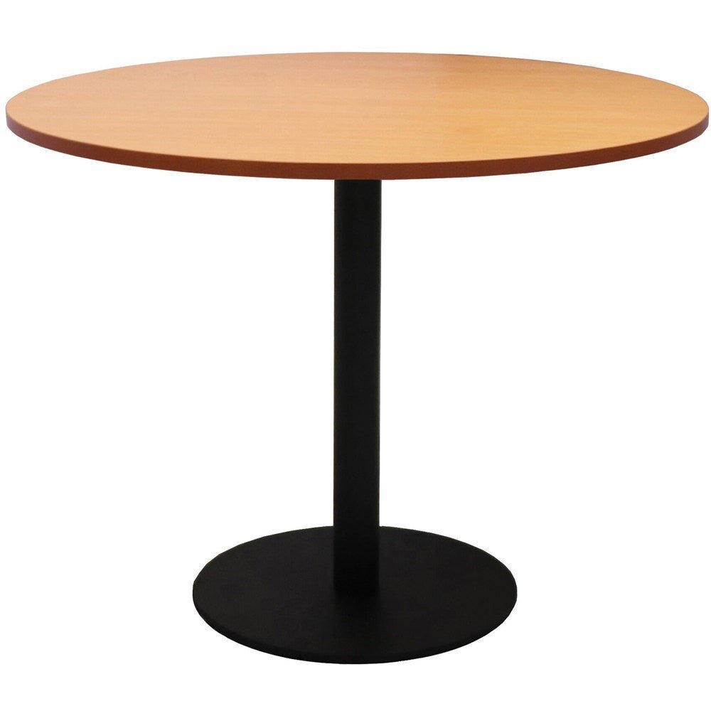 Disc Base Round Table 900 Diameter Beech & Black | Office Furniture Designs