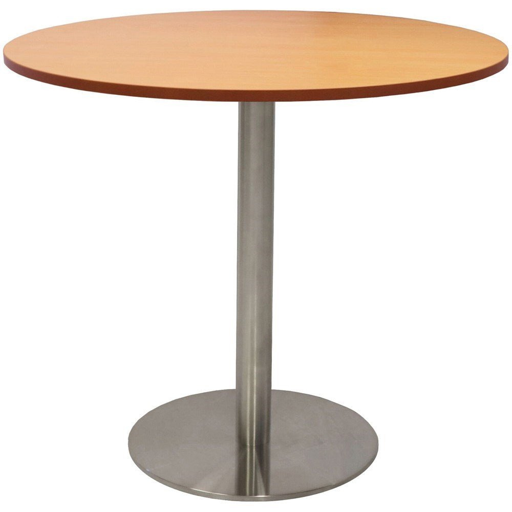 Disc Base Round Table 900 Diameter Beech & Silver | Office Furniture Designs
