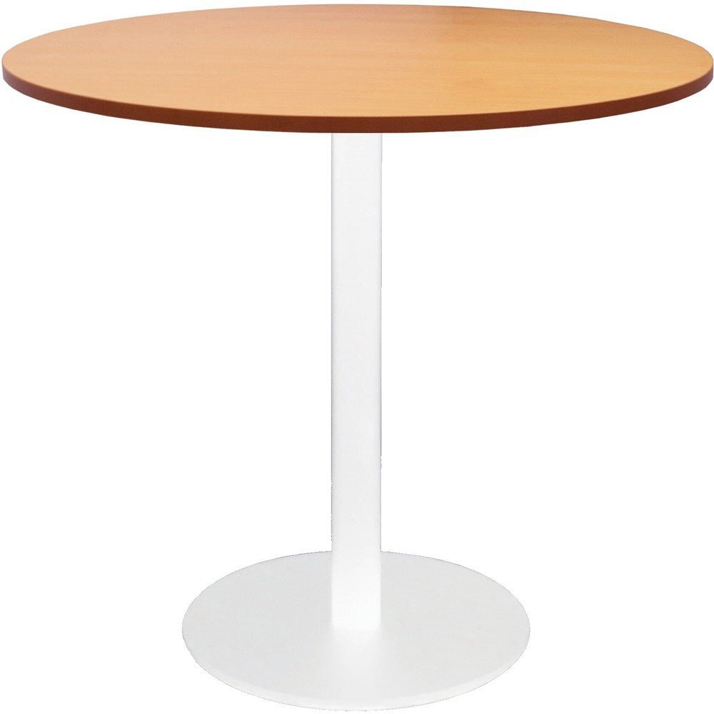 Disc Base Round Table 900 Diameter Beech & White | Office Furniture Designs