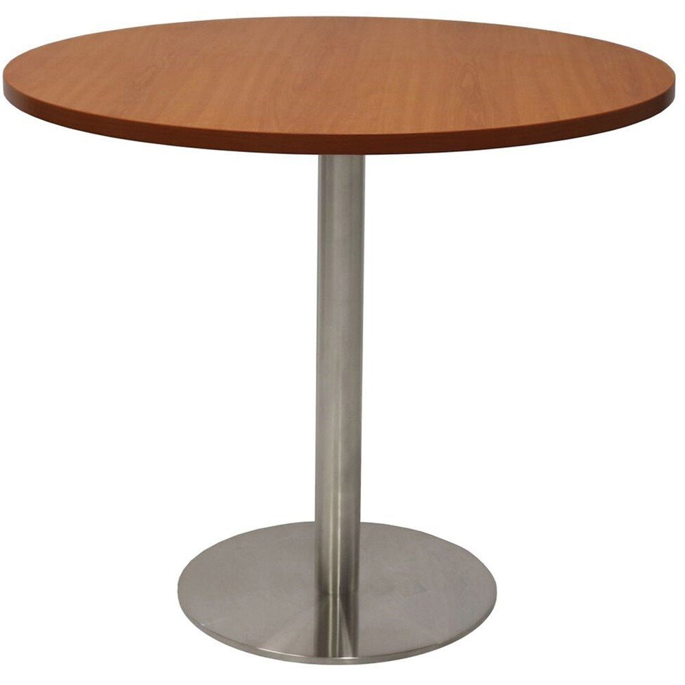 Disc Base Round Table 900 Diameter Cherry & Silver | Office Furniture Designs