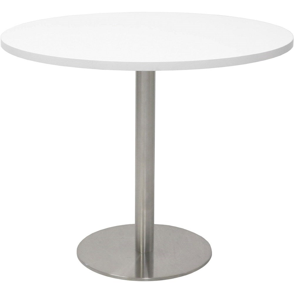 Disc Base Round Table 900 Diameter Silver & White | Office Furniture Designs
