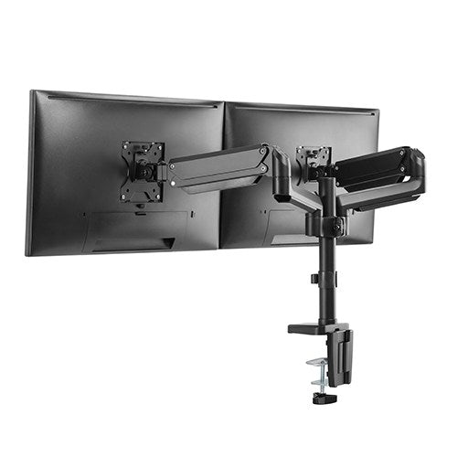 Dual Monitor Arm Short Reach Space Saving Design Black | Office Furniture Designs