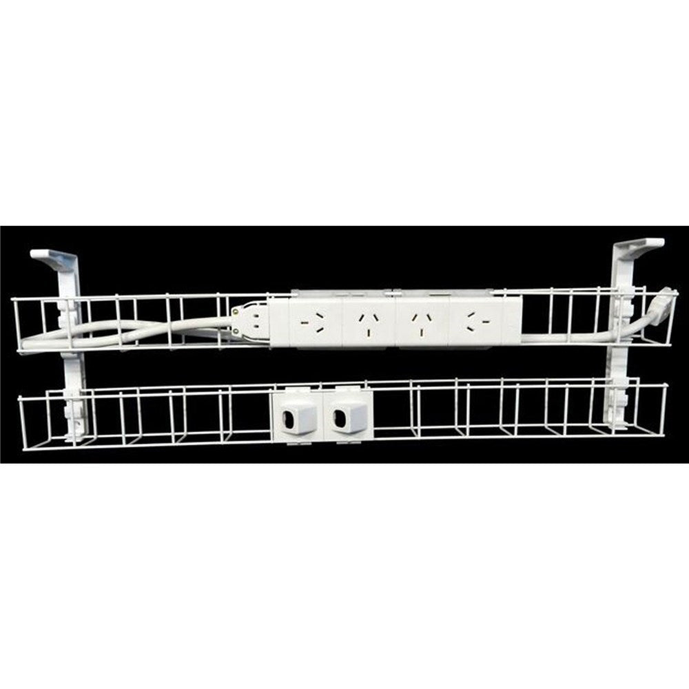 Dual Tier Cable Basket Kit Interconnecting Lead 1250 4GPO+2Data+2m White | Office Furniture Designs