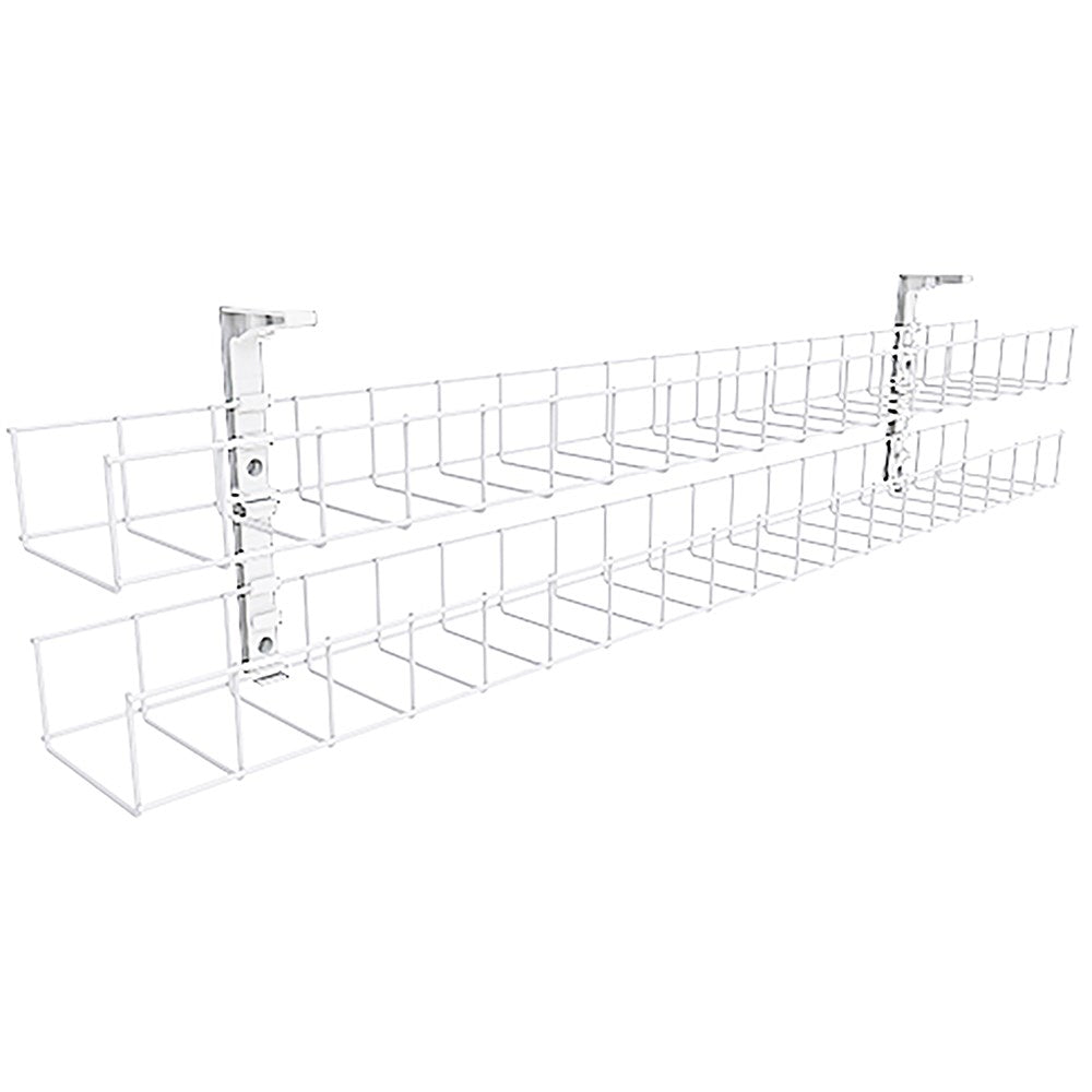 Dual Tier Cable Basket Kit Interconnecting Lead 1550 4GPO+4Data+2.5m White | Office Furniture Designs
