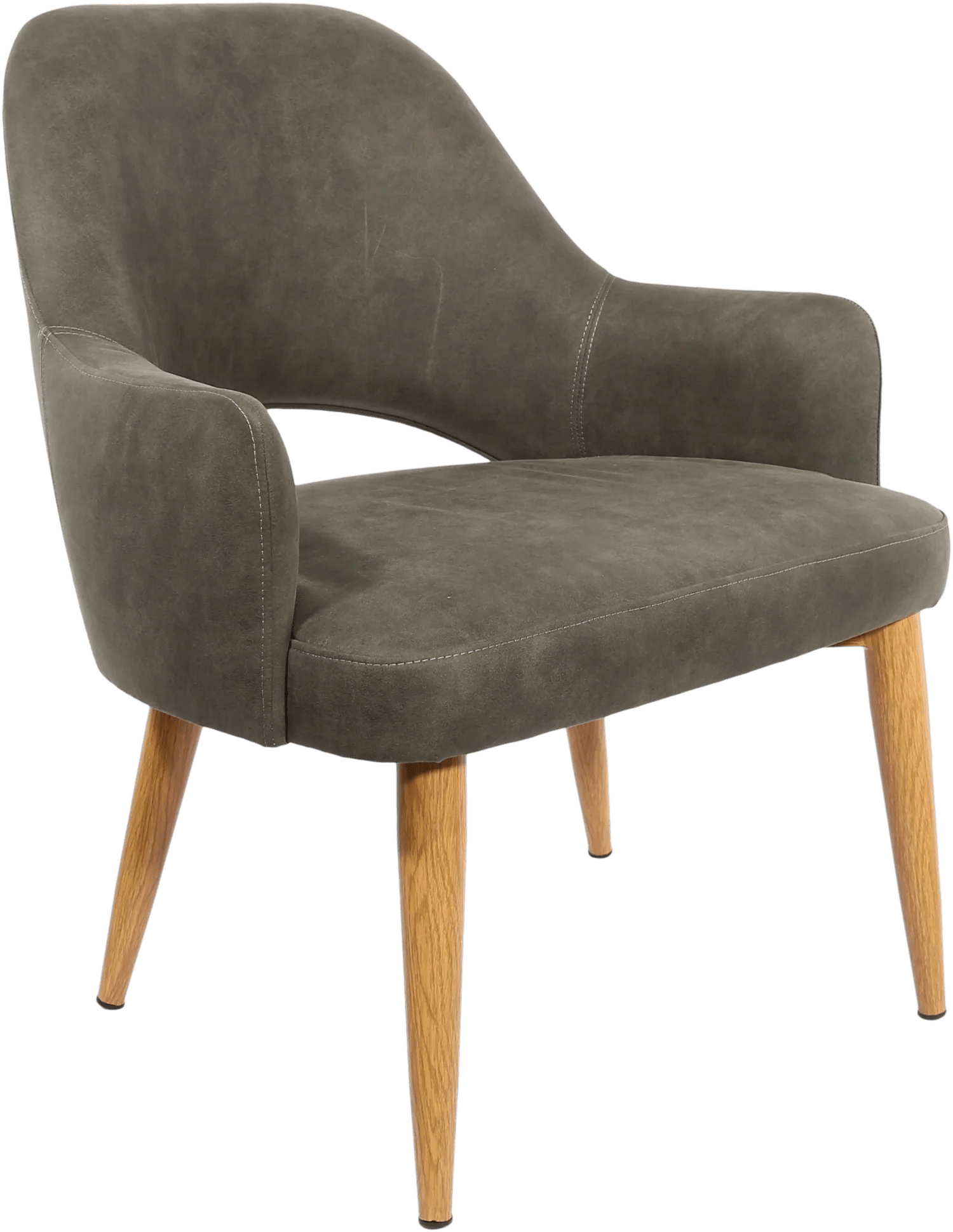 Durafurn BonBon Armchair Metal Timber Image Natural Oak Charcoal Fabric Shell | Office Furniture Designs
