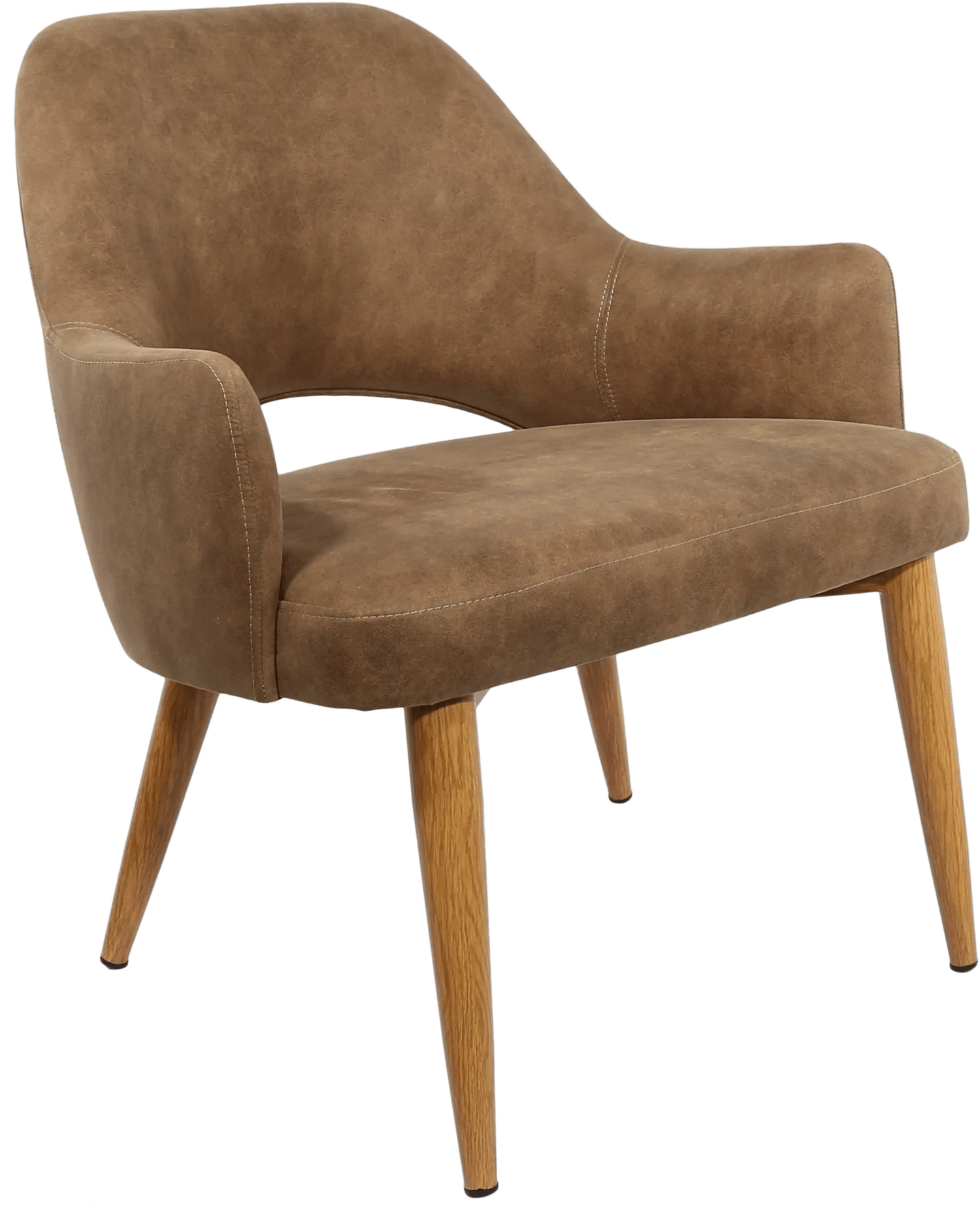 Durafurn BonBon Armchair Metal Timber Image Natural Oak Mocha Fabric Shell | Office Furniture Designs