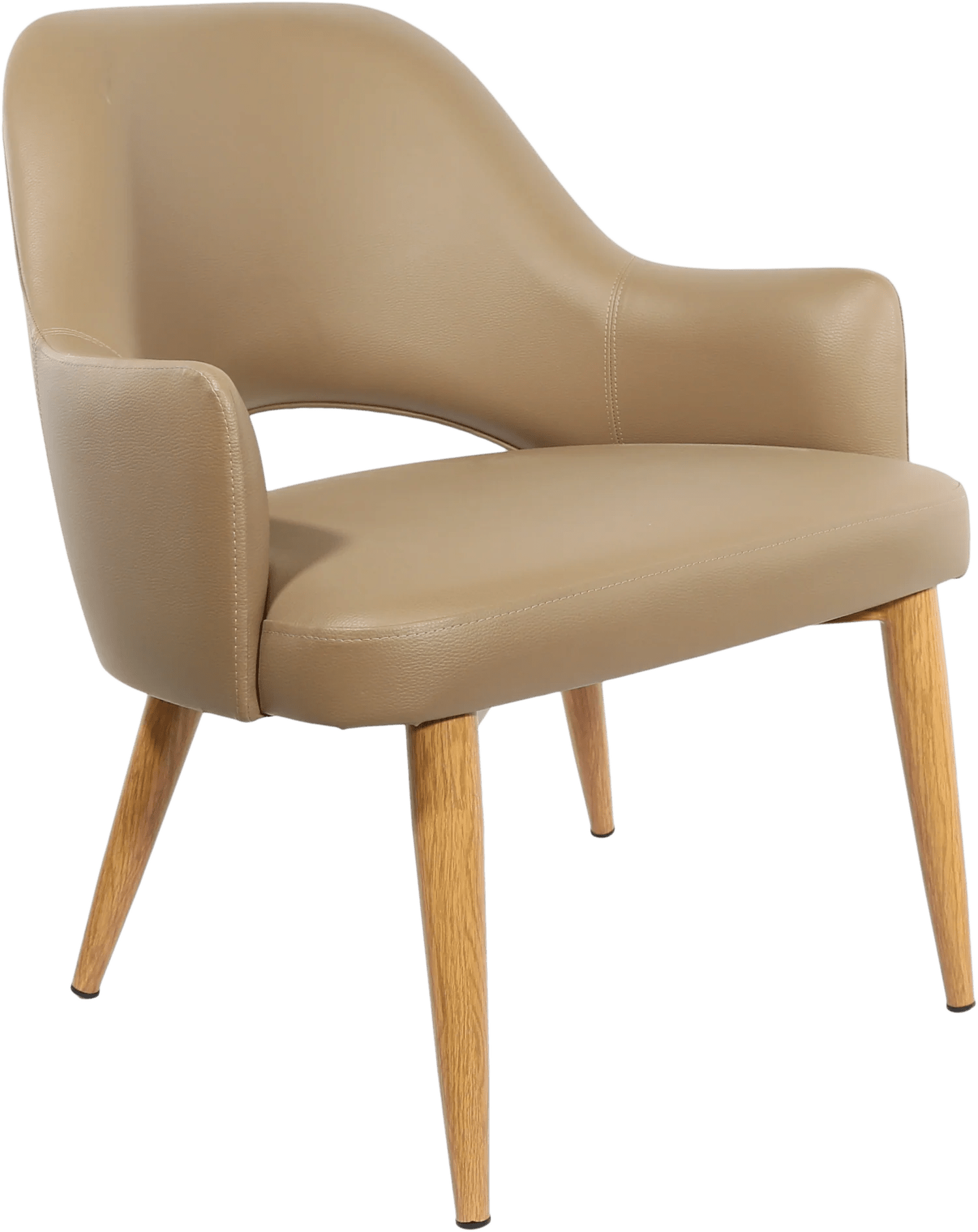 Durafurn BonBon Armchair Metal Timber Image Natural Oak Taupe Vinyl Shell | Office Furniture Designs