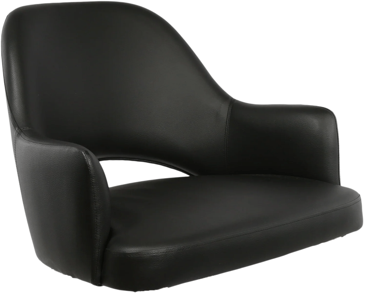 Durafurn BonBon Armchair Trojan Oak Legs Black Vinyl Shell | Office Furniture Designs