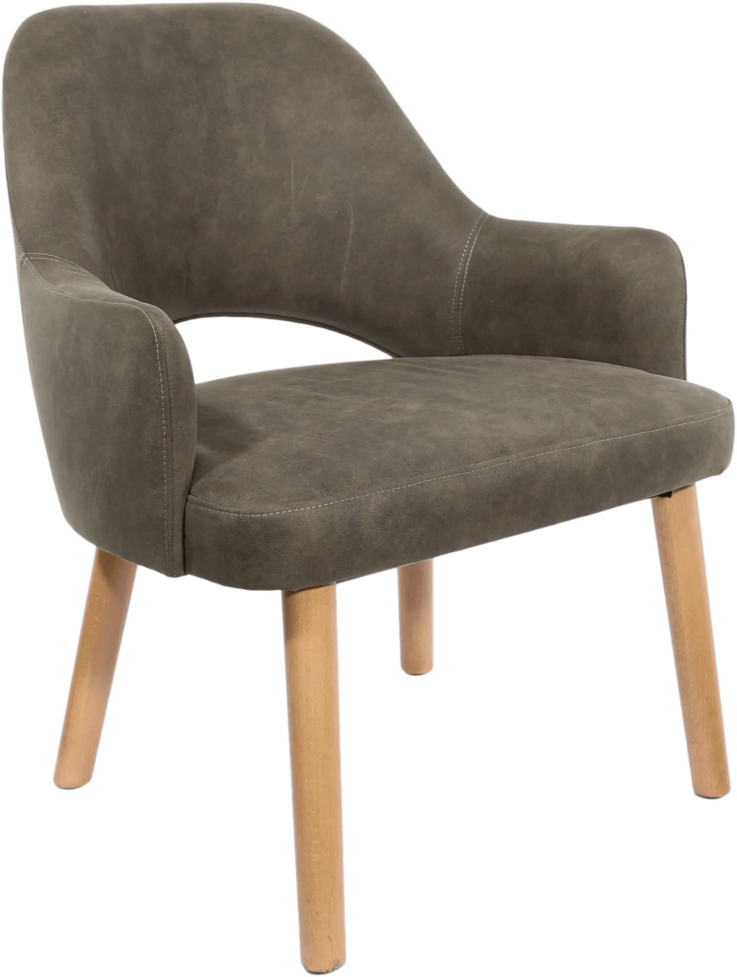 Durafurn BonBon Armchair Trojan Oak Legs Charcoal Fabric Shell | Office Furniture Designs