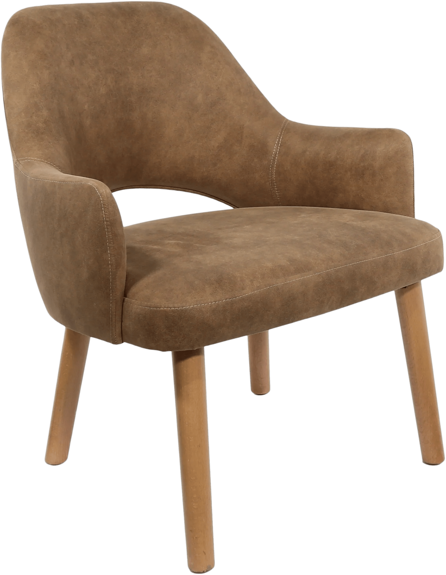 Durafurn BonBon Armchair Trojan Oak Legs Mocha Fabric Shell | Office Furniture Designs