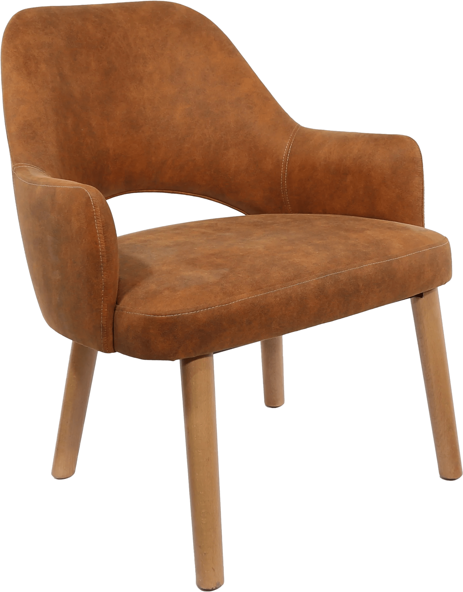 Durafurn BonBon Armchair Trojan Oak Legs Tan Fabric Shell | Office Furniture Designs